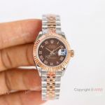 1:1 Swiss Replica Rolex Clean Factory Datejust 28mm lady Watch 2-Tone Rose Gold Jubilee Brown Roman